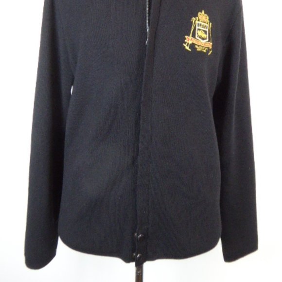 POLO RALPH CREST WOOL ZIP CARDIGAN SWEATER Jacket L  mock neck - Picture 3 of 12